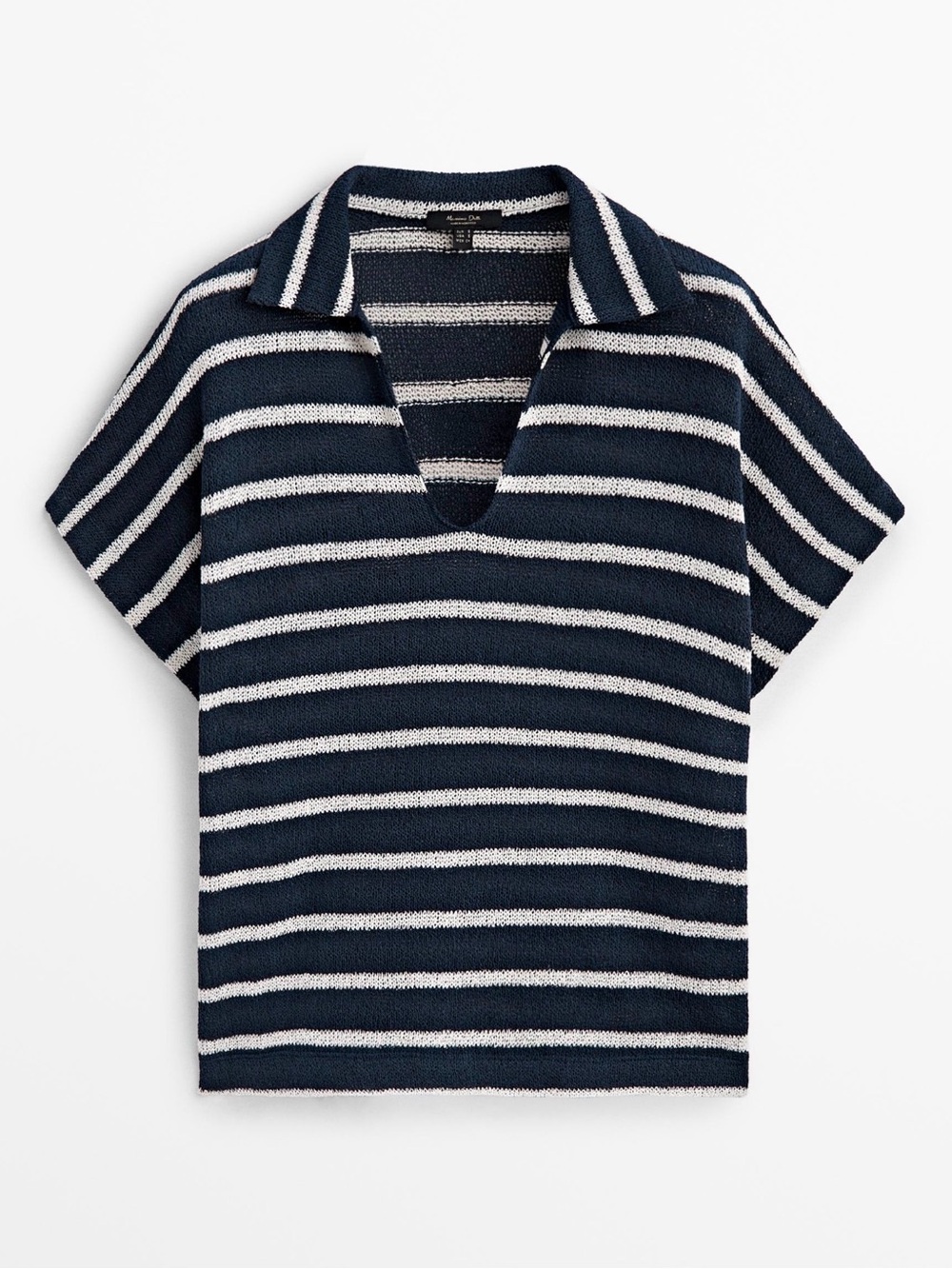 MASSIMO DUTTI Textured stripe Polo Shirt Size M